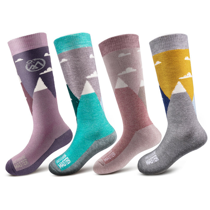 Green+Gray+Purple Gray+Pink / XS (4-Pair Pack)