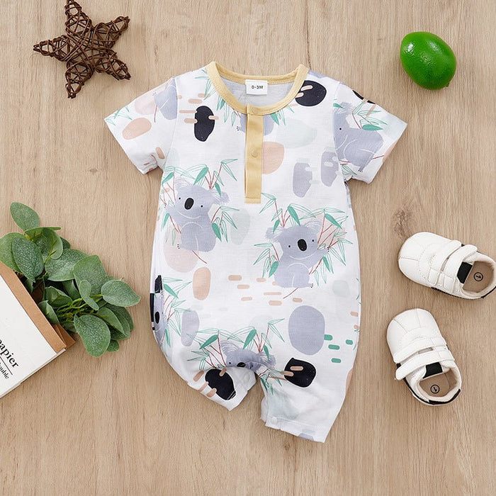 Koala Prints Short Sleeve Cotton Jumpsuits (8 Designs)