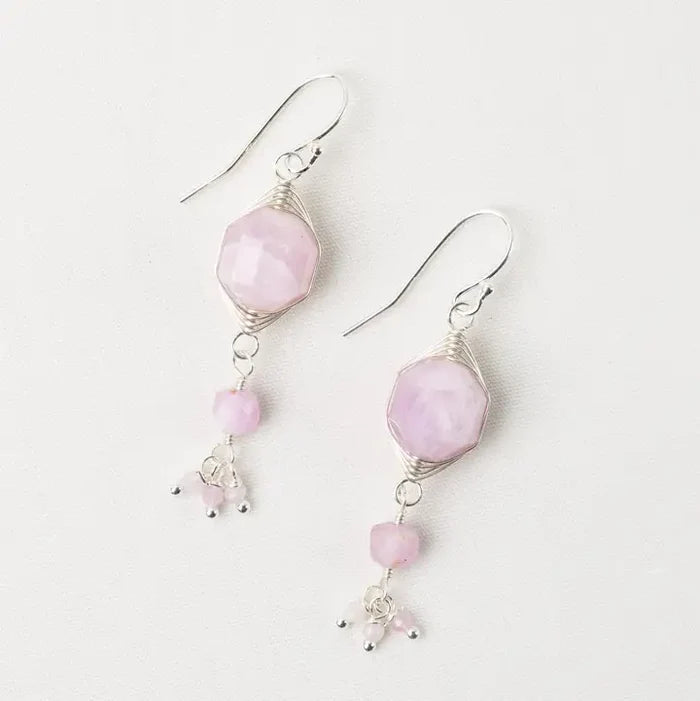 Kunzite Herringbone Earrings