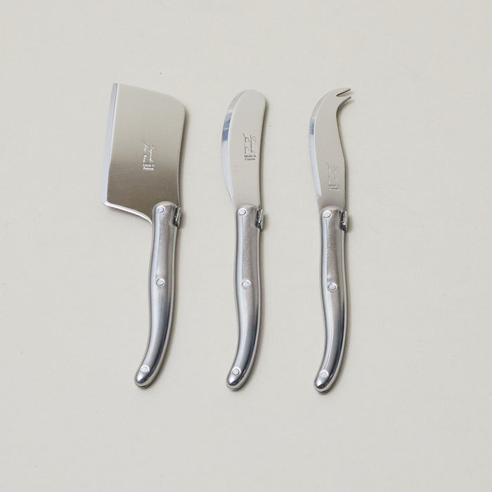 Laguiole 3 Piece Mini Cheese Utensil Set, Stainless Steel in Kraft Paper Box