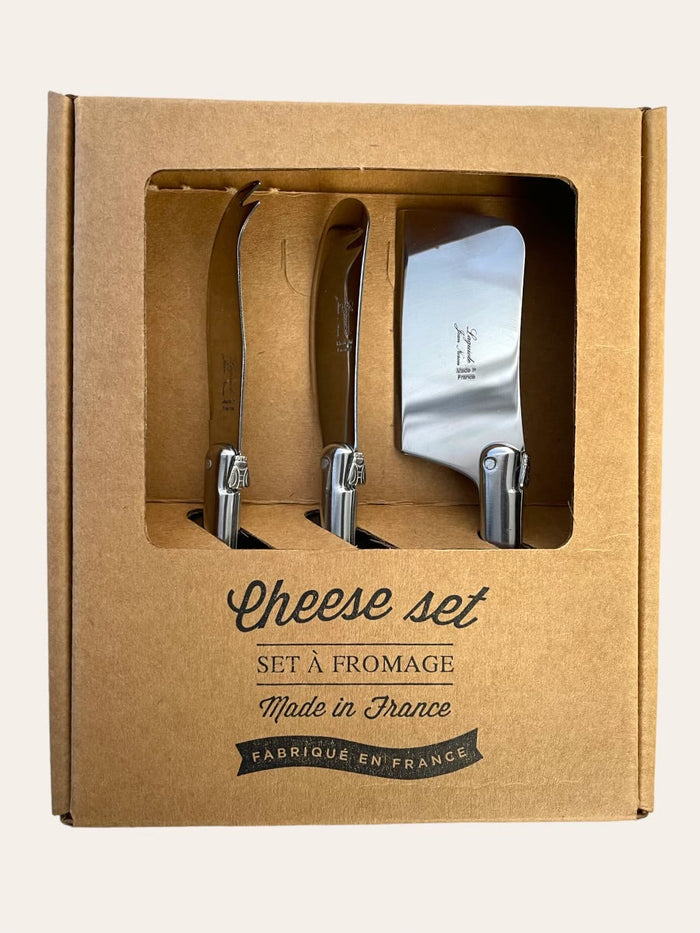 Laguiole 3 Piece Mini Cheese Utensil Set, Stainless Steel in Kraft Paper Box