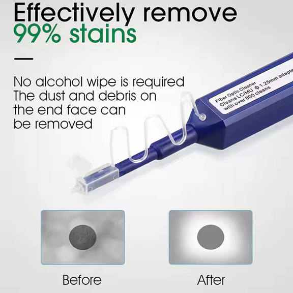 Product Marketing Image of Simply Secured SKU: SF-CPLC by Vendor Grid Networking Product LC Fiber Optic Cleaner Pen | One-Click Cleaner for LC Connectors, 1 per Box | SF-CPLC
