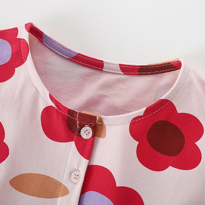 Little Girl's Cute Pink Flower Print Party Dress