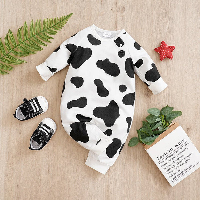 Long/Short Sleeve Cow Print Jumpsuit