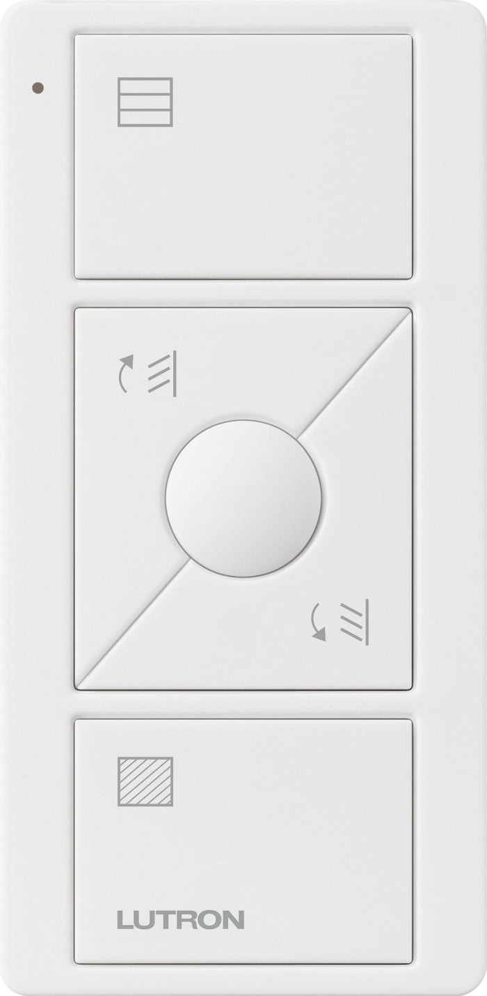 Product Marketing Image of Simply Secured SKU: PJ2-3BRL-WH-S10 by Vendor Lutron Product Lutron Original 3-Button Pico Smart Remote with Raise/Lower and Preset, with Tilt Blind Icons | PJ2-3BRL-GXX-S10