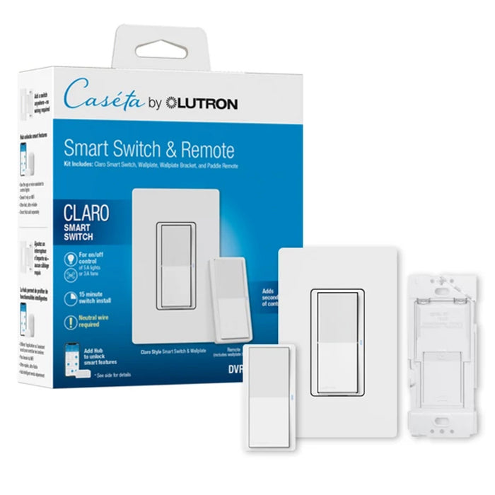 Lutron Pico Paddle Remote and Claro Smart Switch Kit, Trilingual | DVRF-PKG1S-WH