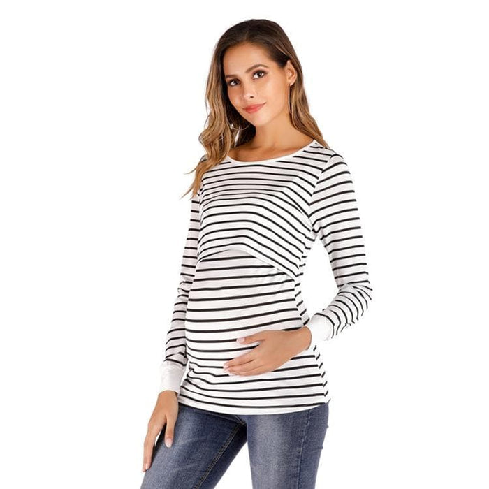 Maternity Stripes Casual Long Sleeve Nursing Top