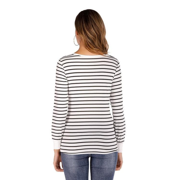 Maternity Stripes Casual Long Sleeve Nursing Top