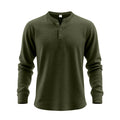 Mens Casual Loose-fit Long-sleeve Henley Shirt