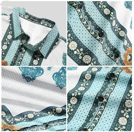 Men's Clothing Summer Loose Shirt Printing Long-sleeved Shirt