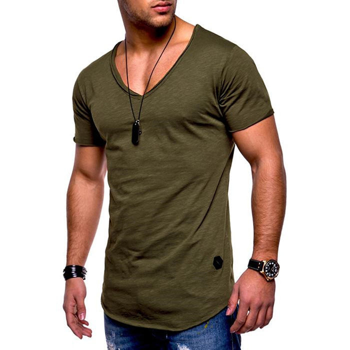 Men's V Neck Summer Short Sleeved Casual Sports Men's Clothing