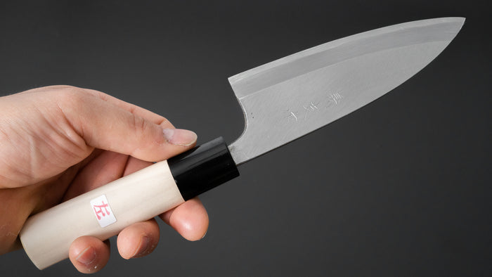 Morihei Yoshitomo Left-Handed Deba 120mm Poplar Handle - HITOHIRA