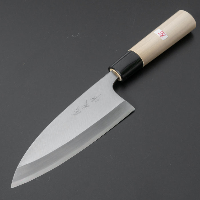 Morihei Yoshitomo Left-Handed Deba 135mm Poplar Handle - HITOHIRA