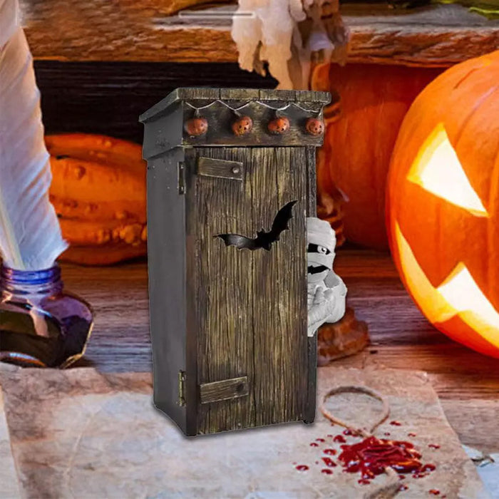 Motion-Activated Talking Mummy Outhouse Halloween Decoration
