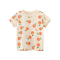 Orange Pattern Short Sleeve T-shirt for Toddler/Kid Girls