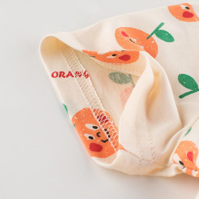 Orange Pattern Short Sleeve T-shirt for Toddler/Kid Girls