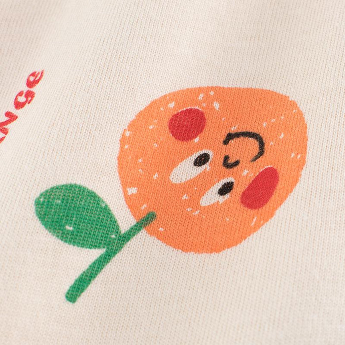 Orange Pattern Short Sleeve T-shirt for Toddler/Kid Girls