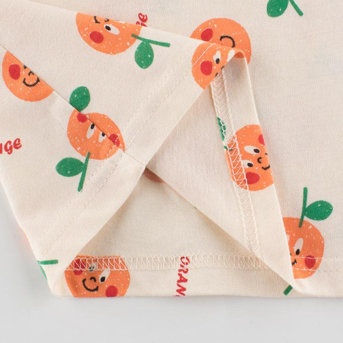 Orange Pattern Short Sleeve T-shirt for Toddler/Kid Girls