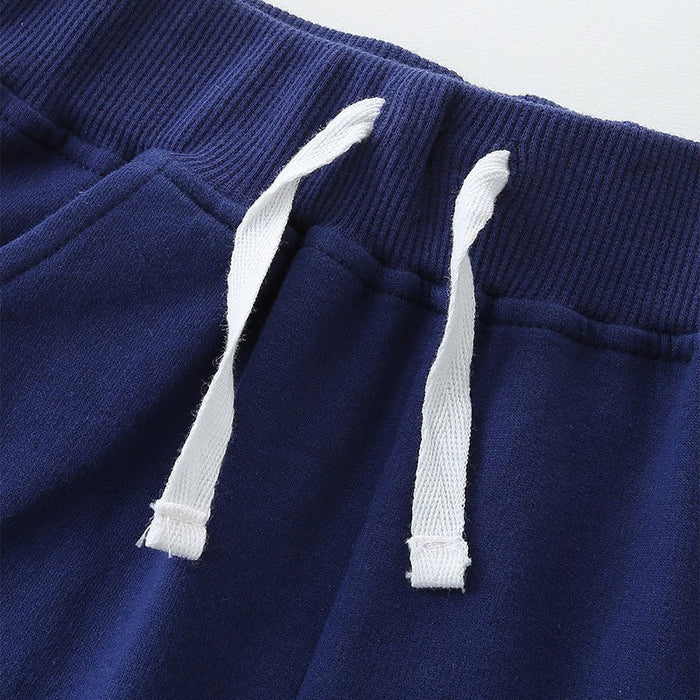 Orange Striped Polo Shirt with Navy Blue Shorts Set
