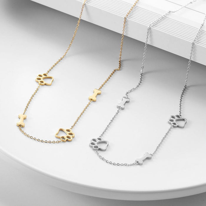 Paw and Bone Station Necklace
