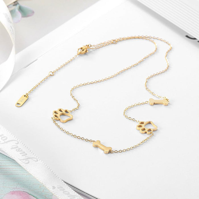 Paw and Bone Station Necklace