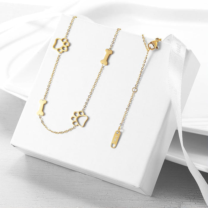 Paw and Bone Station Necklace