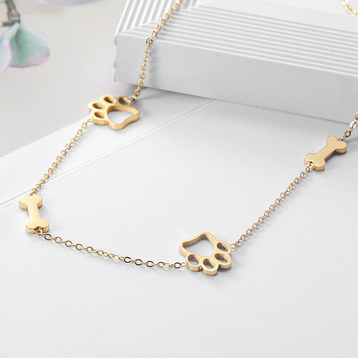 Paw and Bone Station Necklace