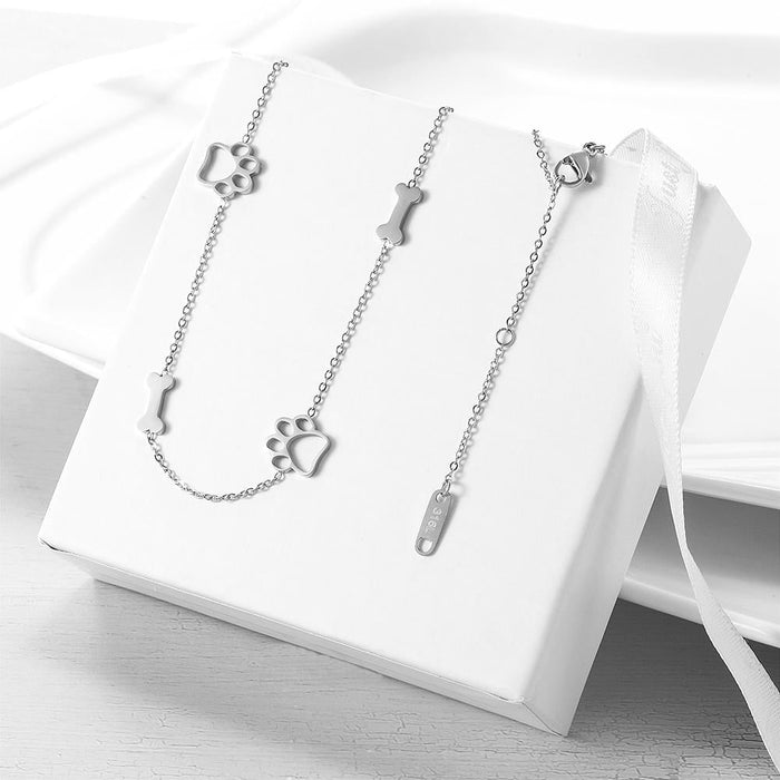 Paw and Bone Station Necklace