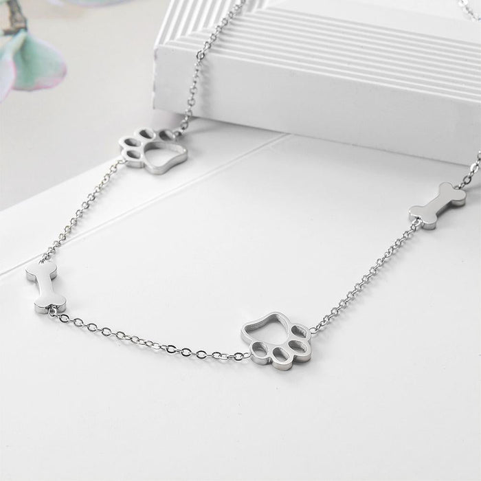 Paw and Bone Station Necklace