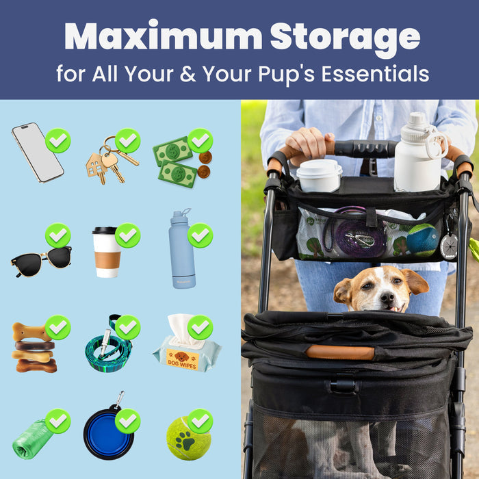 Pet Stroller Organizer for Treats, Bags & Drinks