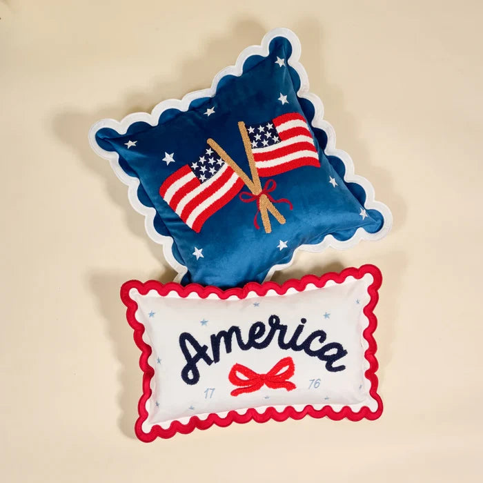 Pillow - America  - White with Bow - Findlay Rowe Designs