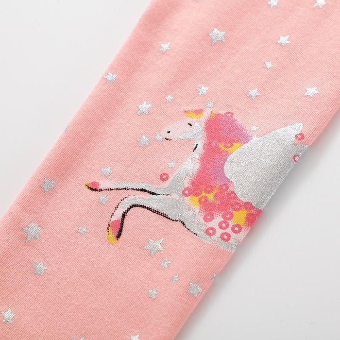 Pink Unicorn Print Leggings for Toddler Girls