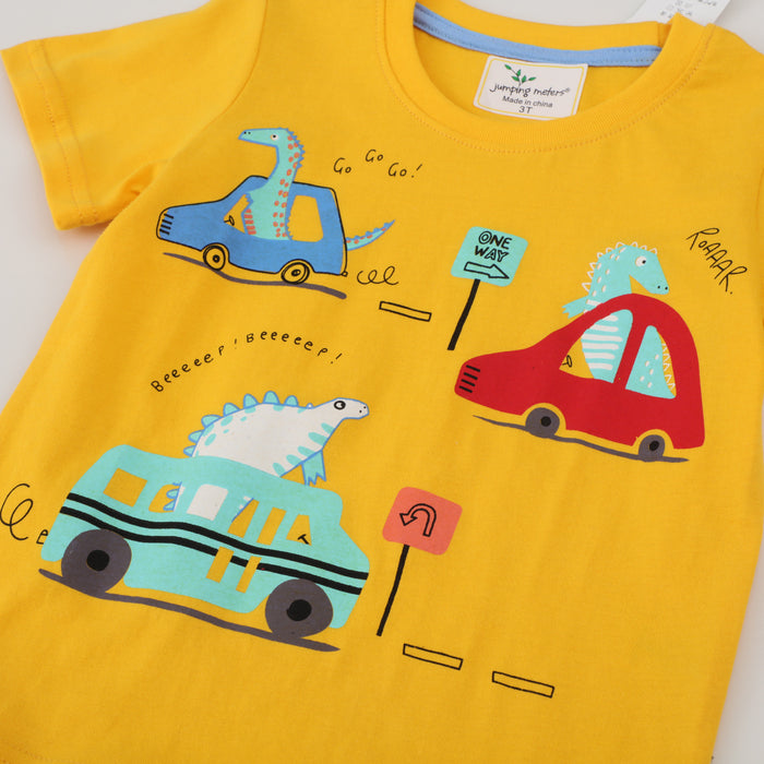 Premium Boy Dinosaurs in Cars T-shirt
