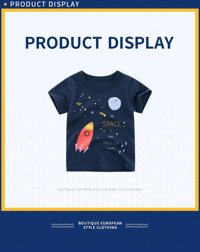 Premium Boy's T-shirt with Rocket and Space Clothing