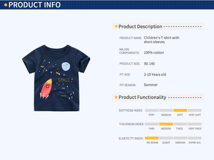 Premium Boy's T-shirt with Rocket and Space Clothing