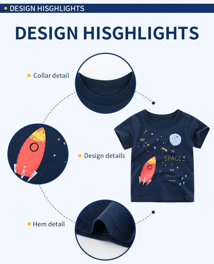 Premium Boy's T-shirt with Rocket and Space Clothing