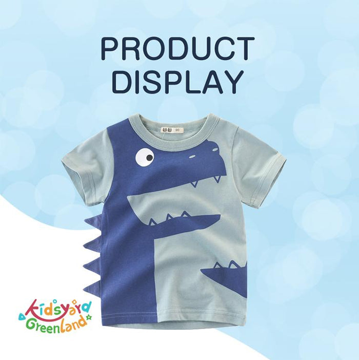 Premium Kids Cotton T-shirt with Small Crocodile Pattern