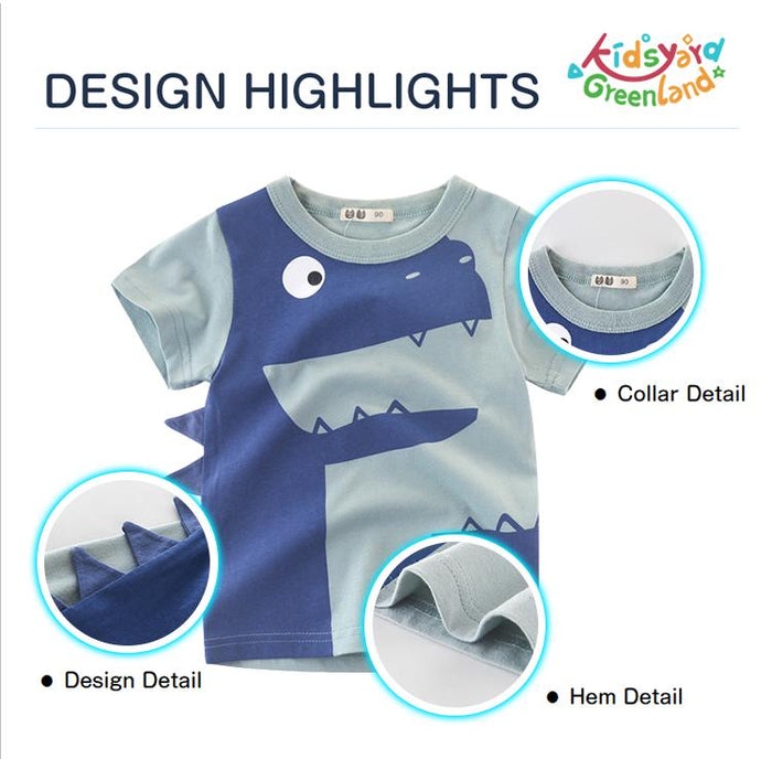 Premium Kids Cotton T-shirt with Small Crocodile Pattern
