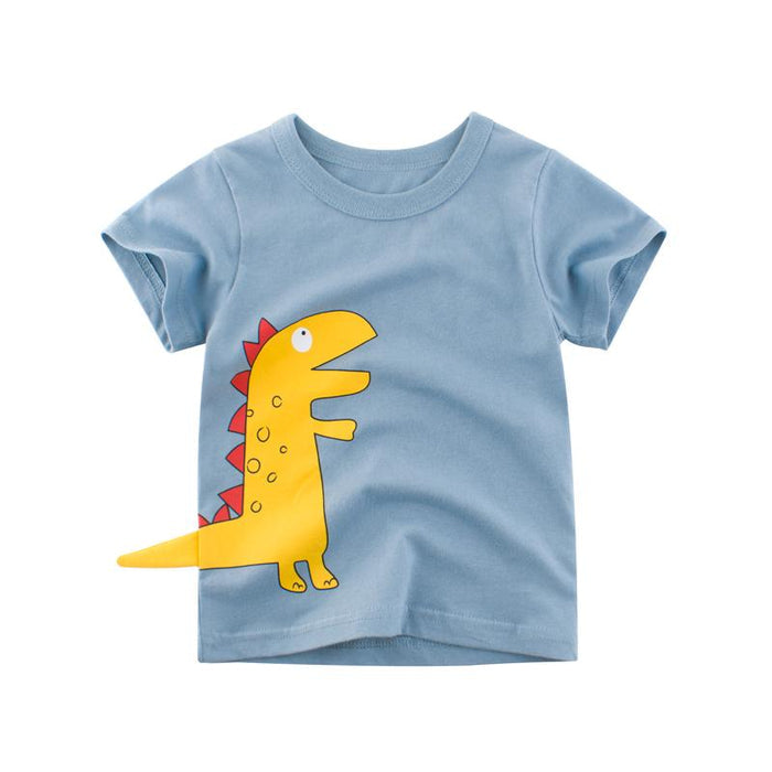 Premium Kids Cotton T-shirt with Small Dinosaur Pattern