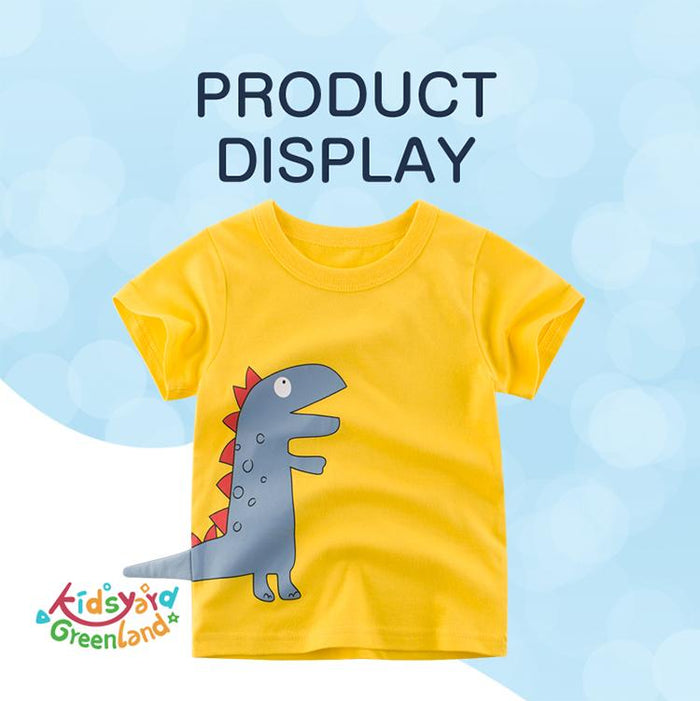 Premium Kids Cotton T-shirt with Small Dinosaur Pattern