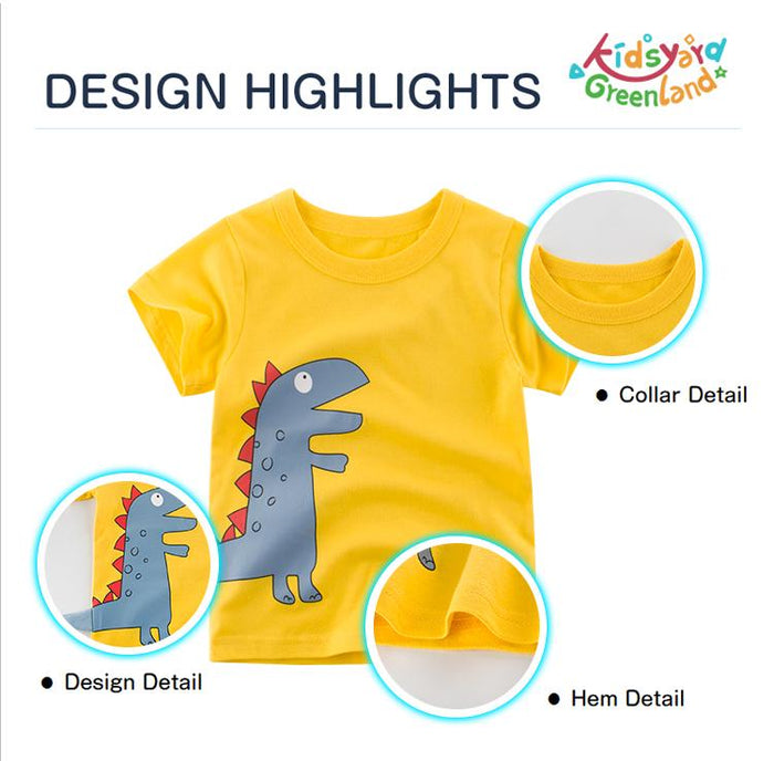 Premium Kids Cotton T-shirt with Small Dinosaur Pattern
