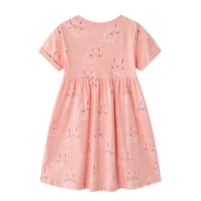 Premium Little Bunny Print Pink Dress