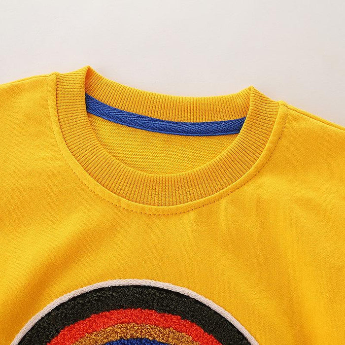 Premium Toddler Rainbow Print Yellow Sweatshirt