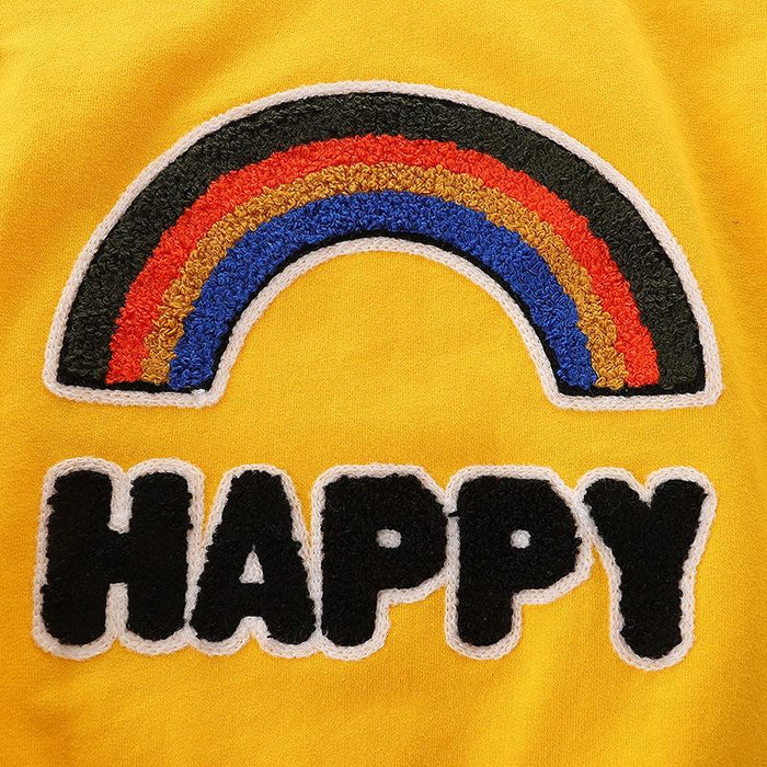 Premium Toddler Rainbow Print Yellow Sweatshirt