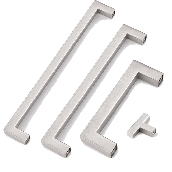 Probrico Square Bar Kitchen Cabinet Handles Pulls Brushed Nickel Finish PDDJ27HSS 100 packs - Probrico