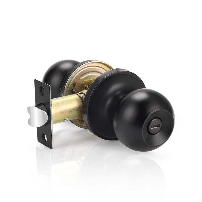 Probrico Ball Knob with Rosette Interior Privacy Door Knobs Black Finish 6 Packs - Probrico