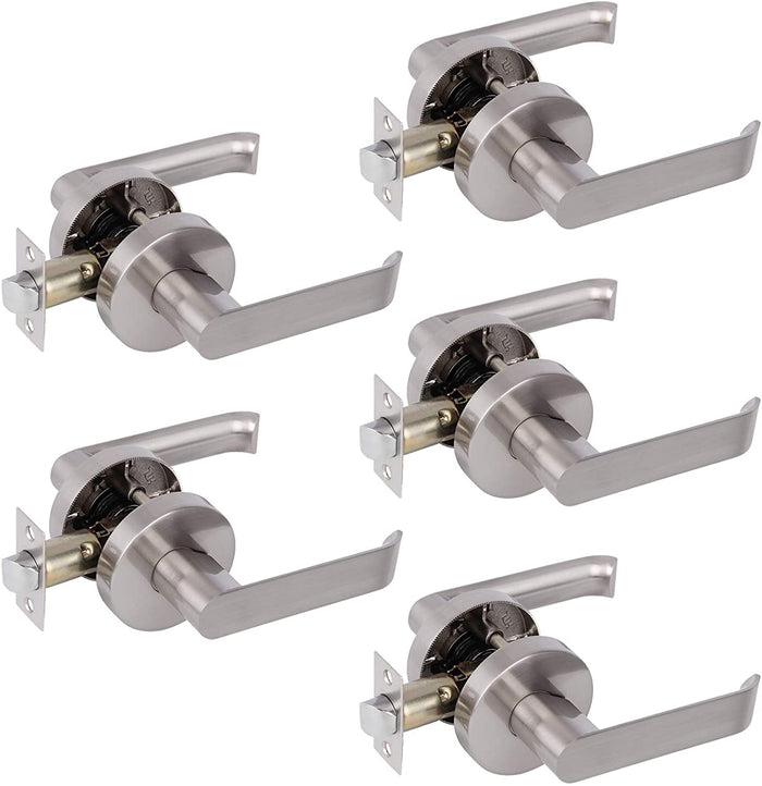 Probrico Door Handles Satin Nickel Finish Hall and Closet Passage Door Lock Levers 5 packs - Probrico