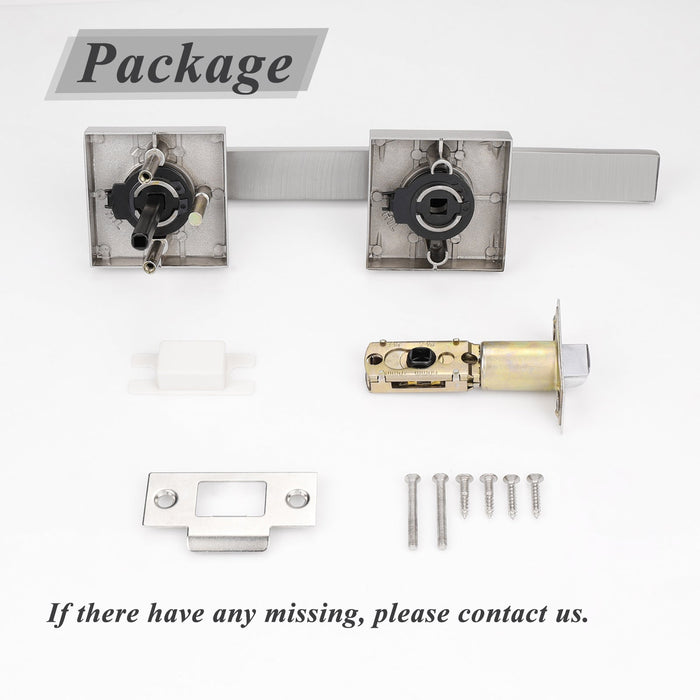 Probrico Passage Door Lever Set with Square Rosette, No Key DL01SNPS - Probrico