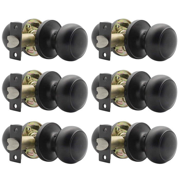 Probrico Passage Interior Door Knobs Hall and Closet Door Handle Keyless Black Lockset Stainless Steel 5 Pack - Probrico