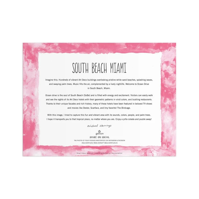 Puzzle - Michael Storrings South Beach Miami - 1000 Piece - Findlay Rowe Designs